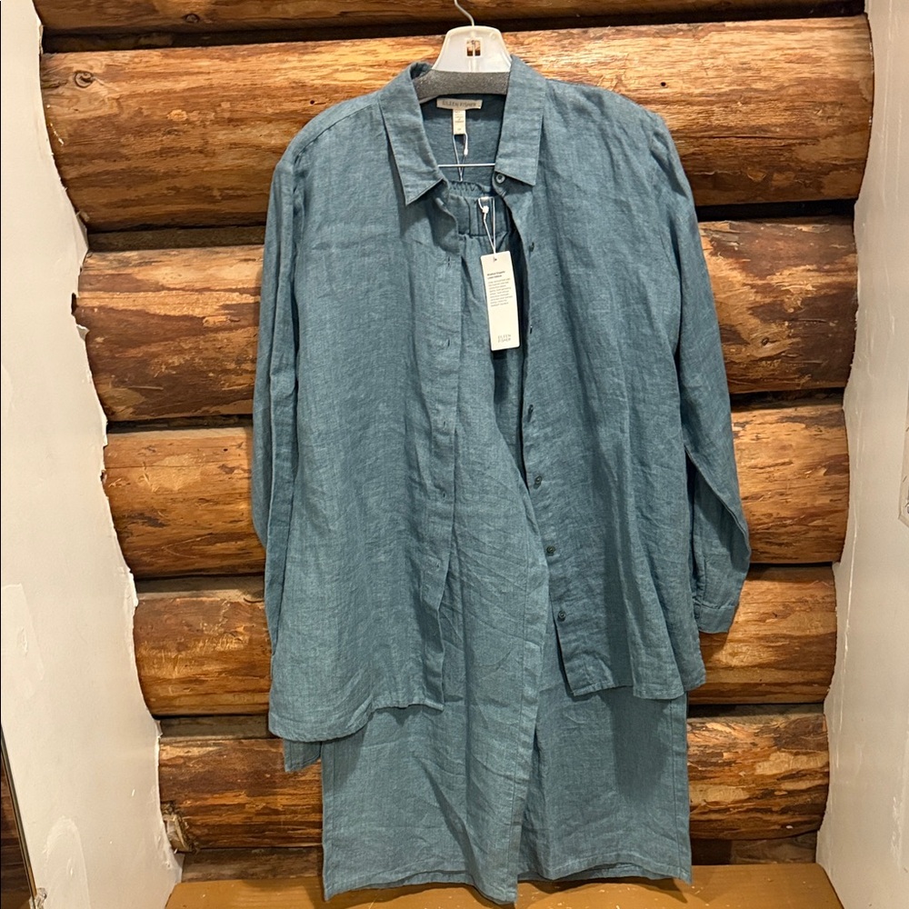 💚NWTS S/P Eileen Fisher Teal Organic Linen Outfit 💙
